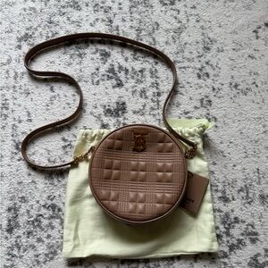 Burberry Tan Quilted Round Crossbody Bag